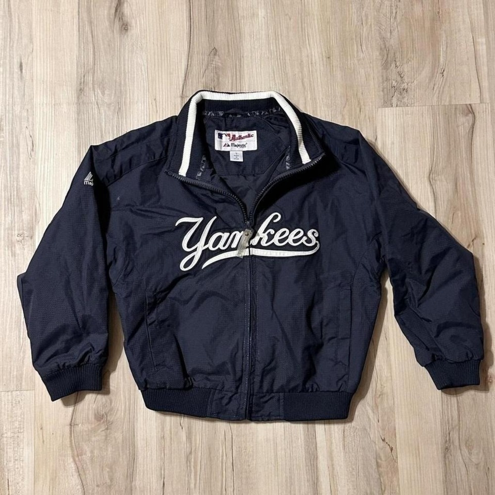 Vintage Youth New York Yankees Majestic Jacket Windbreaker Size 7 Full Zip